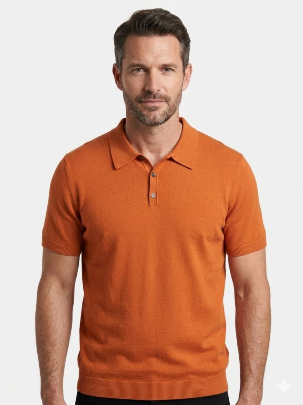NWT Club Room Luxury 100% Cashmere Short Sleeve Polo Sweater Gold Rust Men's L